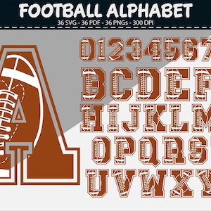 Football Alphabet SVG Letters | Sports Font Numbers Clipart | Cricut Cut Files for Football Crafts