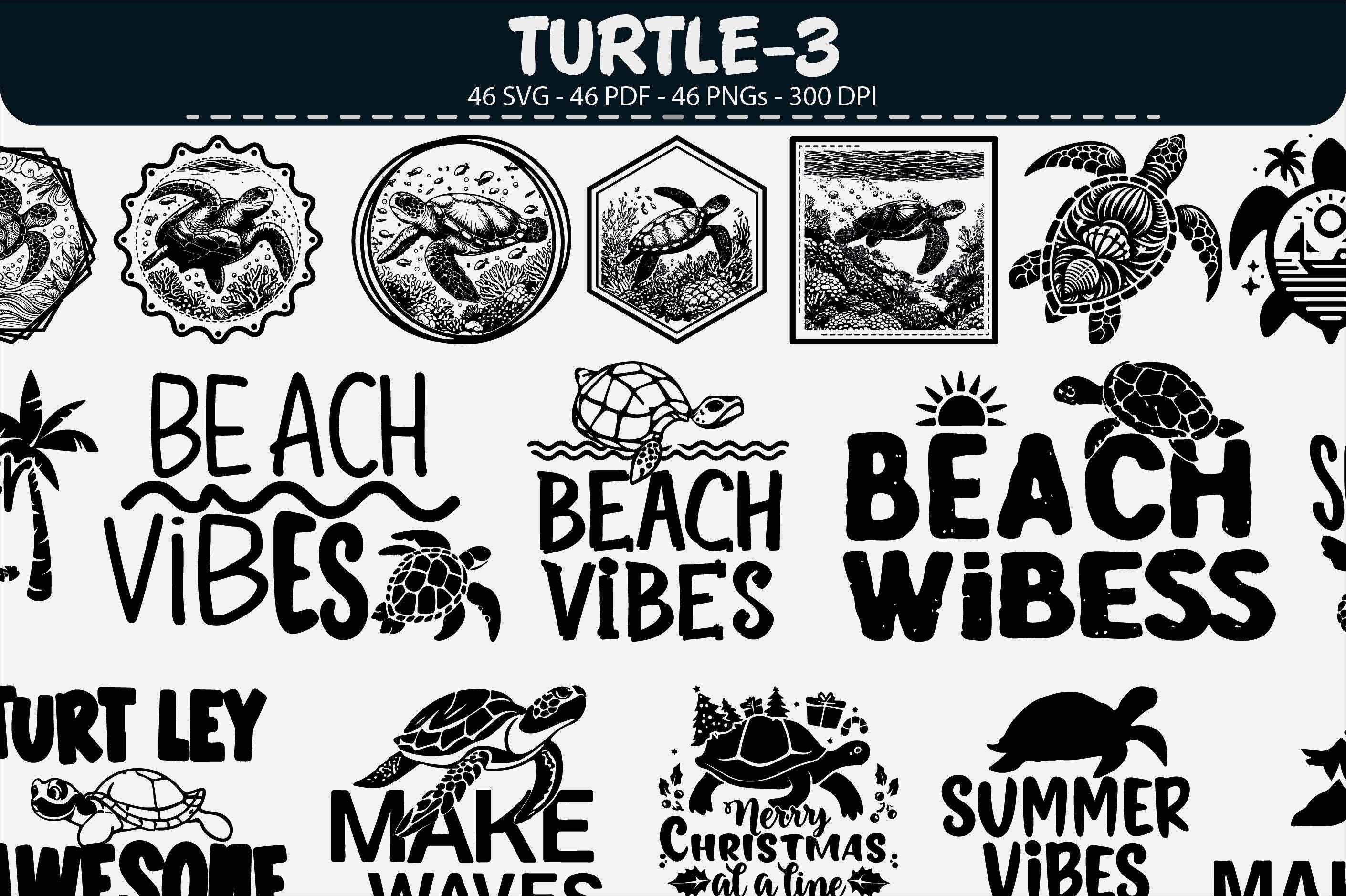 Turtle Beach Summer Clipart Bundle SVG PNG PDF Ocean Set - Etsy