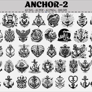Nautical Anchor SVG Bundle: 42 Vector Cut Files for Cricut, Silhouette (Digital Download)