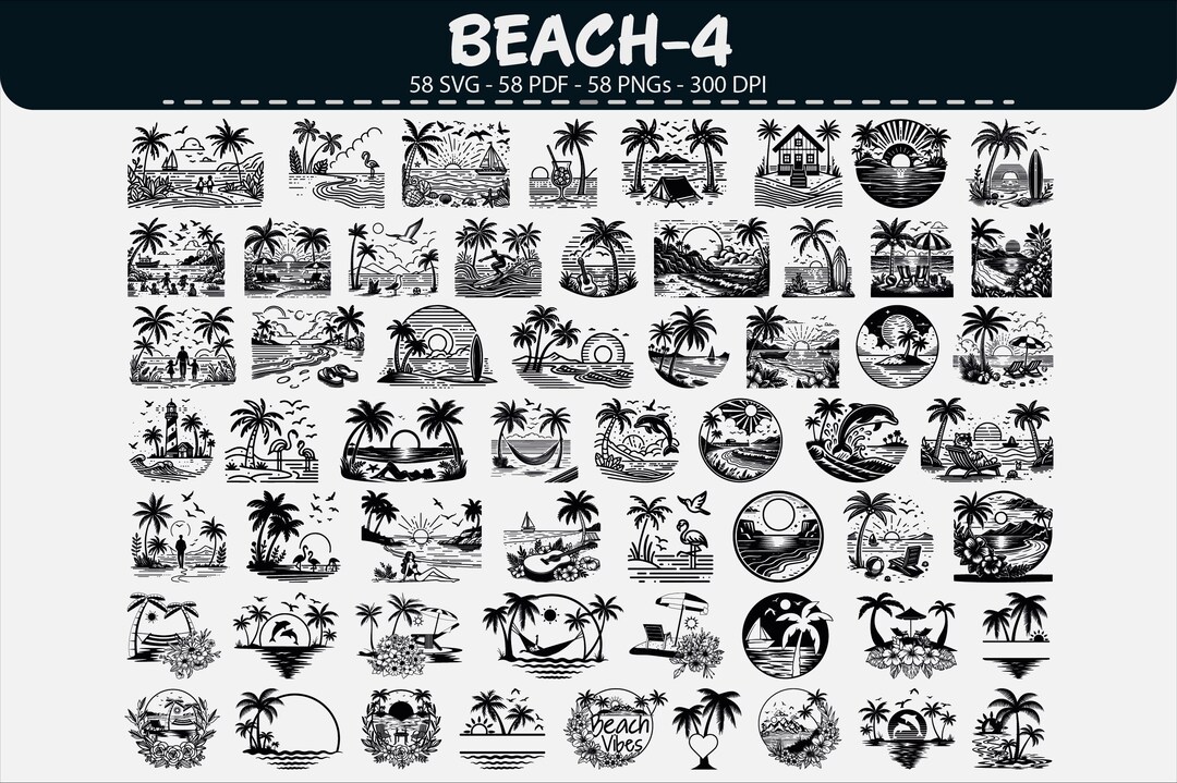 Beach Clipart Bundle SVG PNG PDF Vector Set - Etsy Canada