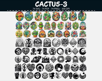 Cactus Desert Clipart Bundle – 74 SVG PNG PDF Art Set