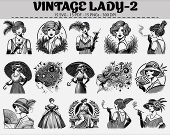 Flapper Mädchen SVG Bundle | 1920s Retro Clipart (digitaler Download)