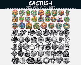 Cactus Clipart Bundle – 70 SVG PNG PDF Desert Illustration Set