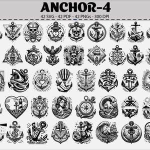 Nautical Anchor SVG Bundle: 42 Vector Cut Files for Cricut, Silhouette (Digital Download)