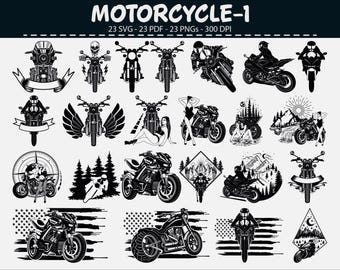 Motorcycle Silhouette Clipart SVG PNG PDF Vector Bundle