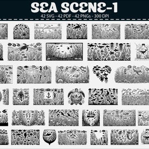 Undervattenshavsscen SVG-paket: Havsliv Vektor Clipart (Digital nedladdning