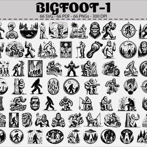 Bigfoot Clipart Bundle: Sasquatch Vector Art for Cricut, Silhouette (Digital Design, SVG PNG PDF)