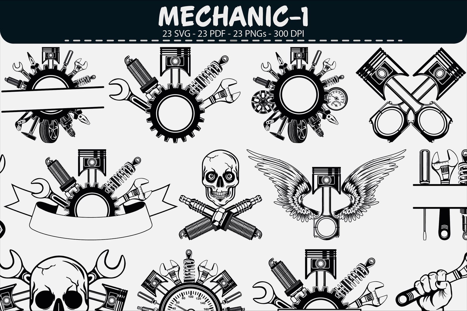 Mechanic Tool Emblems Clipart and Vector Svg, Png, Pdf Design Bundle - Etsy