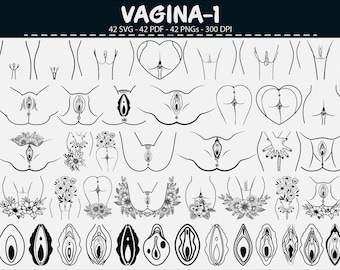 Vulva Anatomy Line Art Vector Clipart Bundle SVG PNG PDF