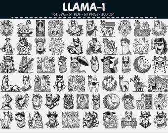 Llama Vector Clipart Bundle SVG PNG PDF Funny Llamas