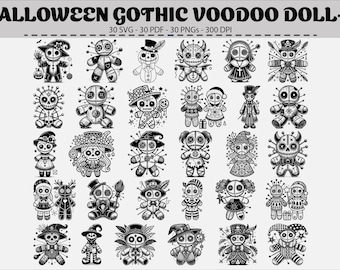 Gothic Voodoo Doll SVG Bundle: Creepy Halloween Clipart (Digital Download)
