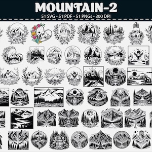 Mountain Landscape Vector Clipart: Nature SVG, PNG, PDF Bundle