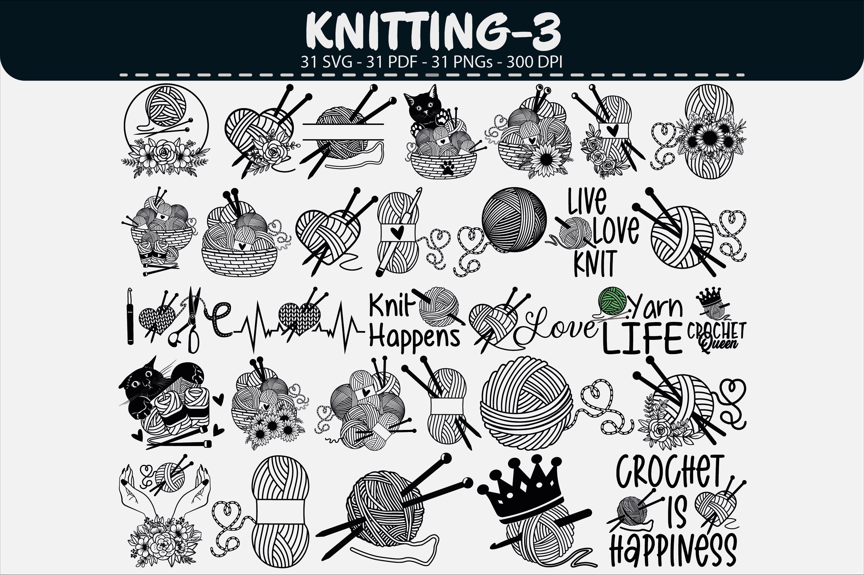 Knitting Clipart Bundle SVG PNG PDF Yarn Crochet Vector Set - Etsy Canada