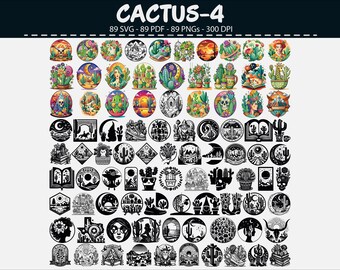 Boho Cactus Clipart Bundle – 89 SVG PNG PDF Desert Art Set