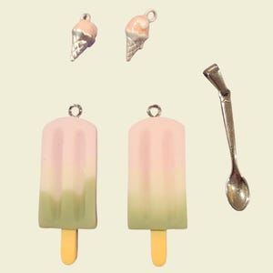 Cute Ice Cream & Popsicle Charms - Kawaii Food Pendants - Miniature Dessert Jewelry Supplies