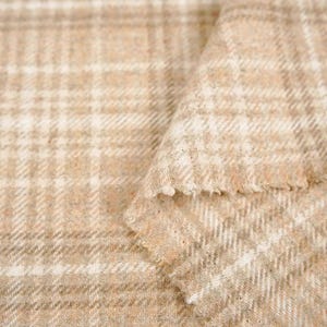 Camel Beige Check Wool Fabric by Half Metre 90% Wool Fine Plaid Suiting Fabric Lightweight Wool Coating Spring Autumn Jacket Trouser Skirt