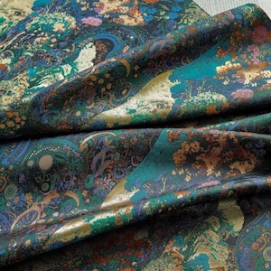 Artistic Abstract Floral Jacquard Fabric - Vintage Gold Lurex Brocade for Gowns, Blazers, and Luxury Home Decor - 164cm Wide - By the Yard