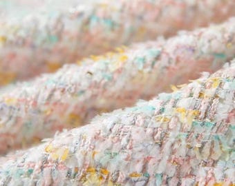 Luksusowy francuski styl teksturowanego tweedu, połyskujące cekiny i lureks bouclé na żakiety, spódnice i płaszcze w stylu couture, wielokolorowy