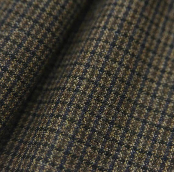 Brown Houndstooth Wool Blend Fabric 360g Mid-Weight Tweed for Vests, Trousers, and Blazers, British Style Retro Fabric