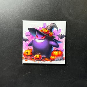 Gengar with Pumpkin and Bats - Halloween Handmade Magnets | Fun Gift for Fans, Kids & Collectors