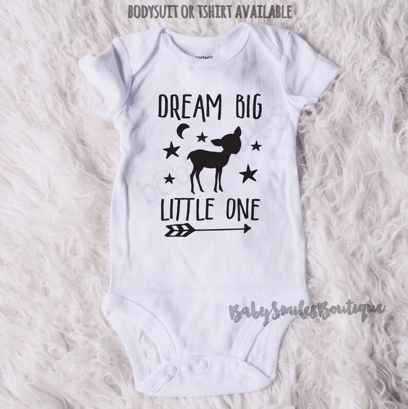 Dream Big Little One Baby Bodysuit Baby Clothes Hipster Baby Kids Shirts Kids Tee Cute Baby Clothing Baby Shower Baby Gift Arrow Boho Baby