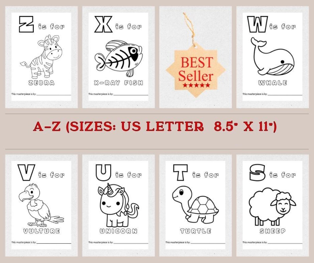 Animal Alphabet Coloring Book for Kids: A-Z Printable Pages (PDF ...
