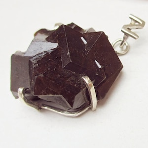 Huge raw garnet crystal pendant in sterling silver, with artisan Z-Bail