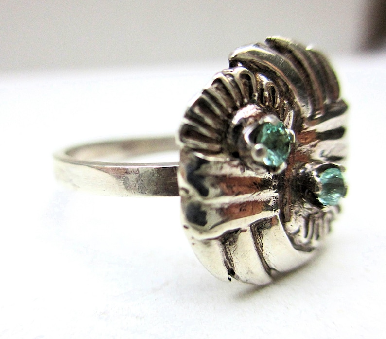 Two Stone Ring, Blue Green Beryl, Fine Sterling Silver image 2
