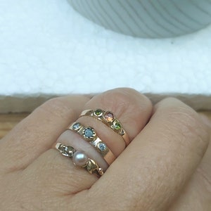 Solid gold ring, 14 k rose gold, dainty golden ring, genuine pink pearl, size 7 1/4 US, EU ring size 17,3 image 9