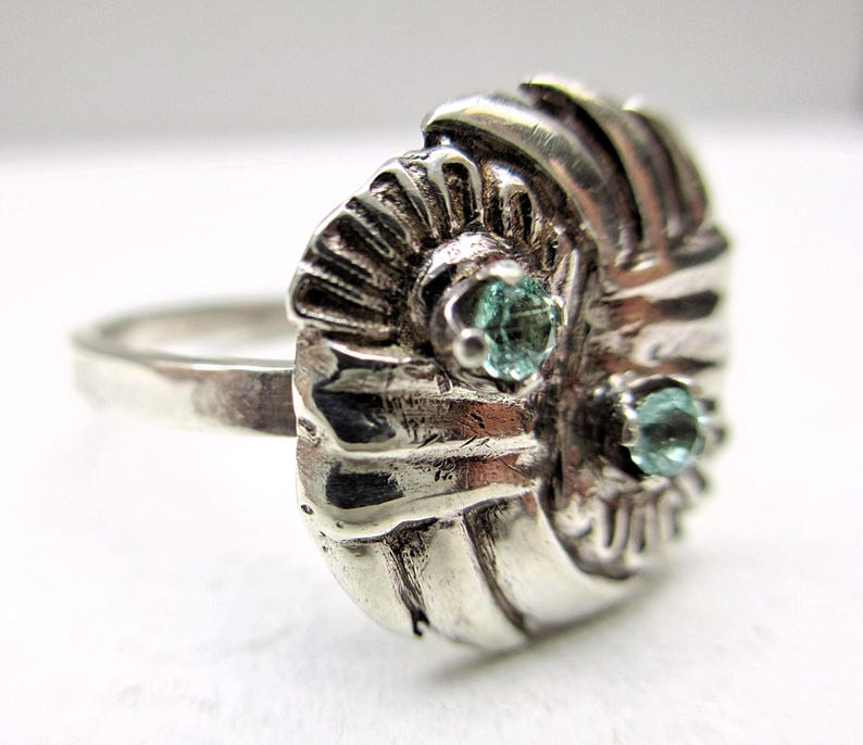 Two Stone Ring, Blue Green Beryl, Fine Sterling Silver image 3
