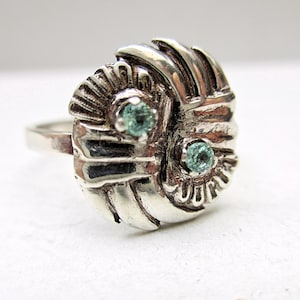 Two Stone Ring, Blue Green Beryl, Fine Sterling Silver image 4