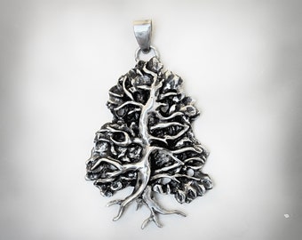 Tree roots branches pendant, tree of life fine silver necklace