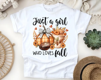 Custom Sublimated Vintage Just a girl who loves Fall T-Shirt: Cozy Autumn Tee