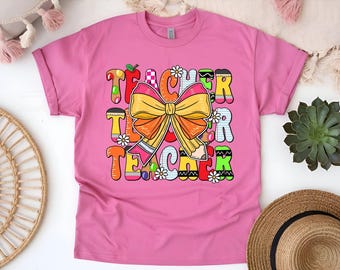 Teacher Coquette Bow Shirt: Gildan or Comfort Colors