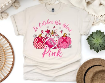 Pink Pumpkin Football Breast Cancer Awareness Shirt