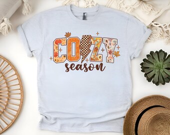 Custom Sublimated Fall Cozy Season T-Shirt: Cozy Autumn Tee