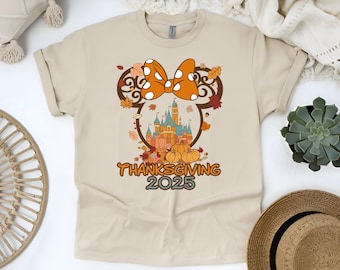 Thanksgiving 2025 Disney Shirt, Mickey and Minnie Castle Tee, Family Matching Fall Shirts, Disney Trip Thanksgiving Outfit