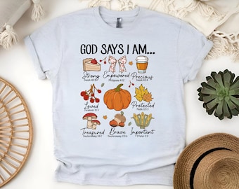 Vintage "God Says I Am" Fall Vibes T-Shirt: Sublimated Autumn Tee