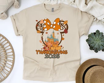 Thanksgiving 2025 Disney Shirt, Minnie Castle Tee, Family Matching Fall Shirts, Disney Trip Thanksgiving Outfit