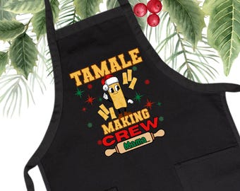 Personalized Tamale Making Crew Apron, Custom Tamale Making Apron, Funny Family Holiday Tamale Apron, Matching Christmas Aprons