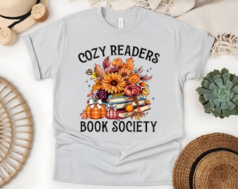 Vintage Fall Book Lover T-Shirt: Cozy Reader Society Sublimated Tee