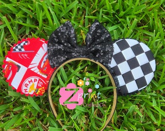Lightning McQueen Mouse Ears, Cars Disney Ears, Pixar Car Mickey Minnie Headband, Custom Racing Disney Trip Ears
