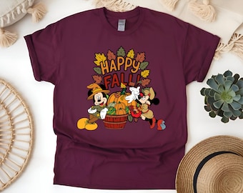 Mickey and Minnie Fall Shirt, Disney Autumn Tee, Pumpkin Mickey Minnie Shirt, Thanksgiving Disney Shirt, Fall Family Matching Outfits