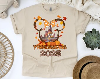 Thanksgiving 2025 Disney Shirt, Minnie Castle Tee, Family Matching Fall Shirts, Disney Trip Thanksgiving Outfit
