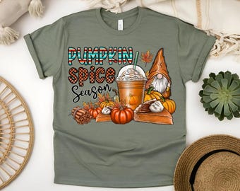 Custom Gnome Pumpkin Spice Season T-Shirt: Cozy Fall Gnome Tee