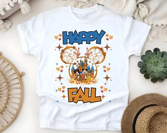 Mickey and Friends Castle Fall Shirt, Disney Autumn Tee, Pumpkin Mickey Minnie Shirt, Thanksgiving Disney Shirt, Fall Family