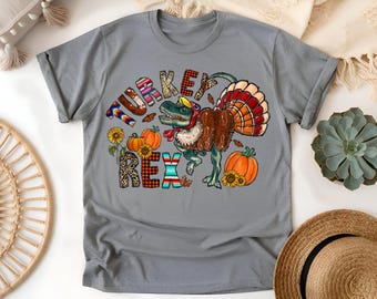 Custom Turkey Rex Fall T-Shirt: Cozy Fall Tee