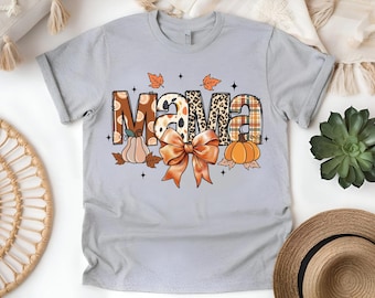 Vintage Fall Mama Pumpkin T-Shirt: Cozy Sublimated Autumn Tee