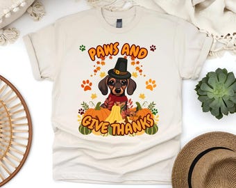 Dachshund Fall Shirt, Cute Dachshund Fall T-shirt, Dachshund Thanksgiving Shirt, Dog Autumn Tee, Cozy Sausage Dog Shirt, Fall Pet Lover Gift