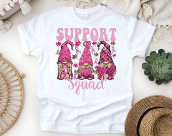 Breast Cancer Awareness Shirt: Support Squad Gnomes, Pink Ribbon Tee
